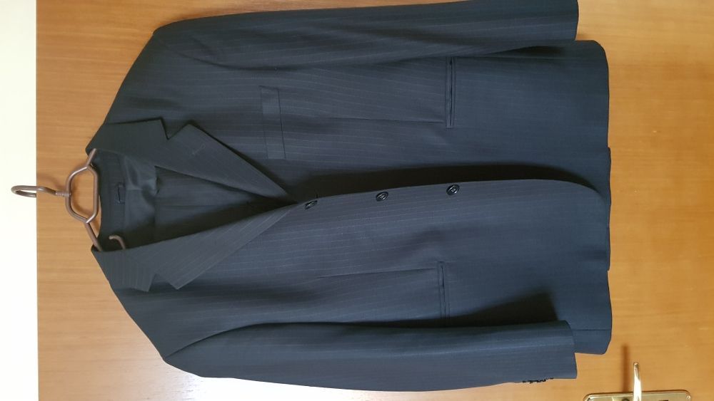 Мъжки черен костюм, SAGE Plaza, сако и панталон, р-р 48 ( М/L )