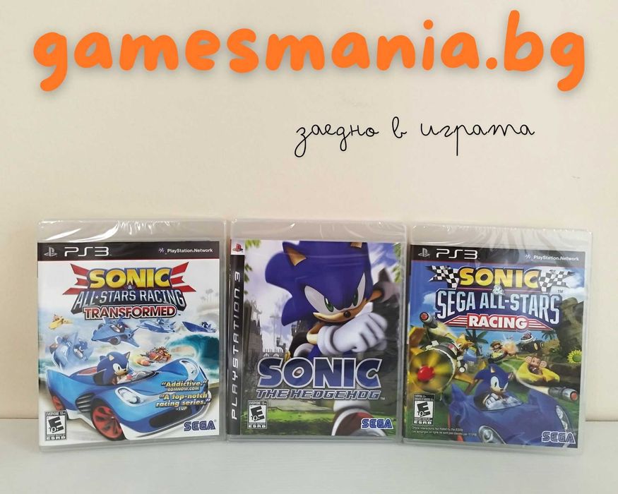 [ps3]чисто НОВИ! Sonic Hedgehog/Sonic & Sega All Stars Racing /Racing Transformed