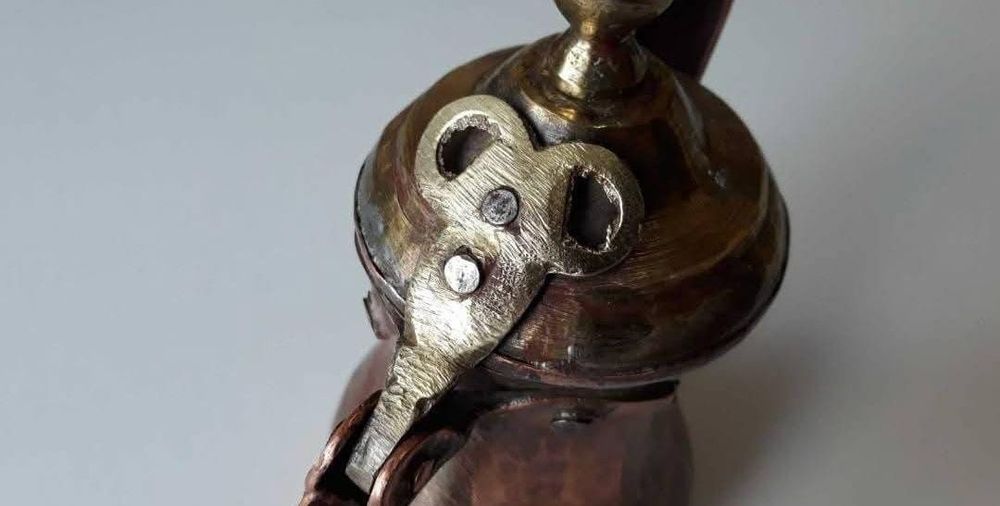 Cafetiera din cupru si alama Dallah Orientul Mijlociu,handmade