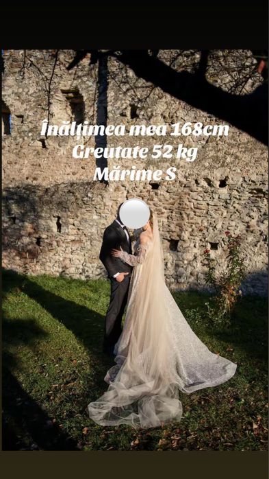 Rochie mireasa 2in1 cu trena detasabila