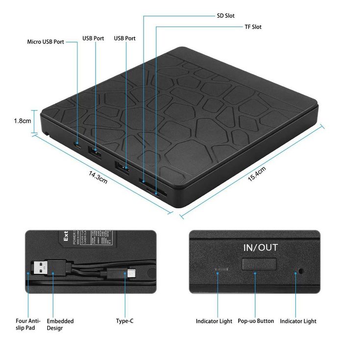 Оптический привод Blu-ray Disc DVD/CD USB Type-C Блу Блю рей дисковод