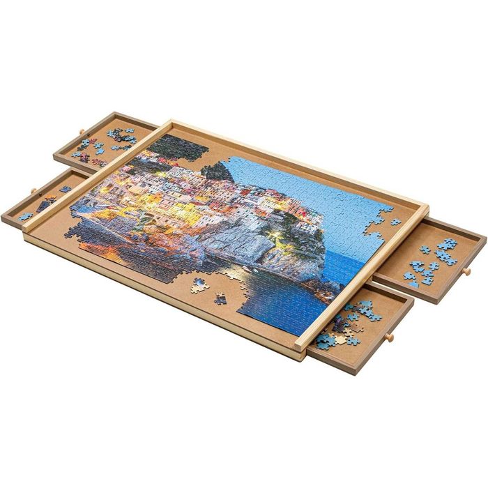 Suport puzzle din lemn cu 4 sertare pana la 1500 piese 89x69cm