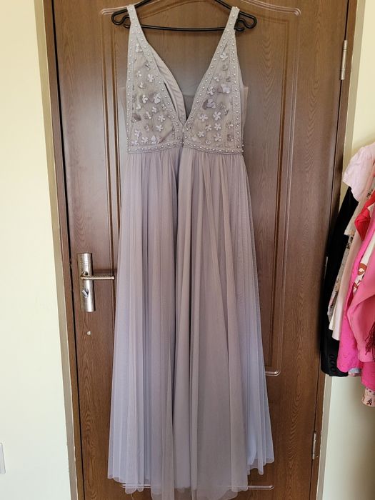 Rochie lunga gri, mărimea 38-40