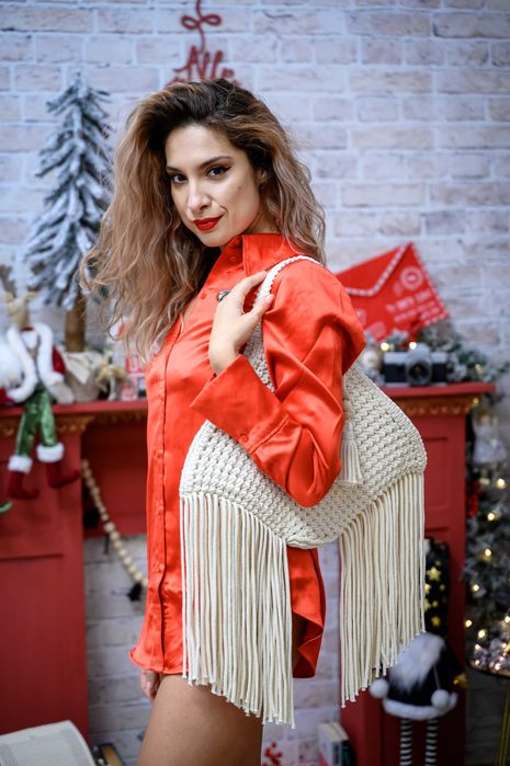 дамска чанта с ресни бохо чанта макраме