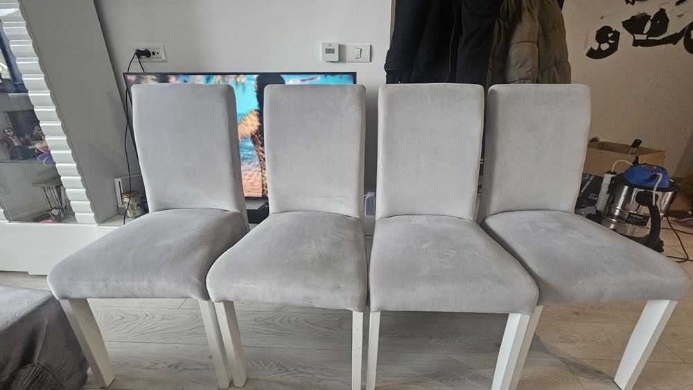 Scaune Tapițate Tip catifea Gri