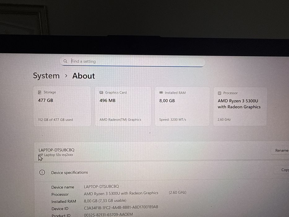 Laptop hp 15s-ep2xxx