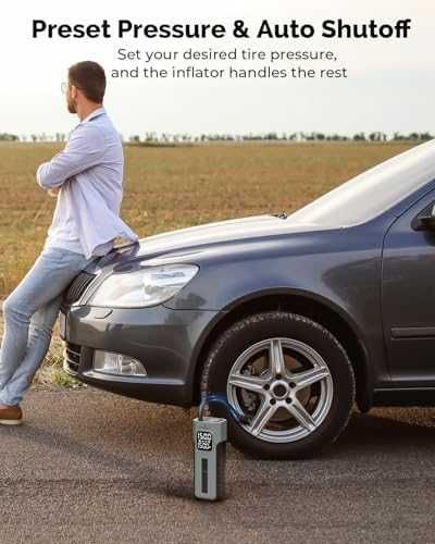 Нов компресор Портативна помпа за гуми 10.34 Bar авто стоп LED дисплей