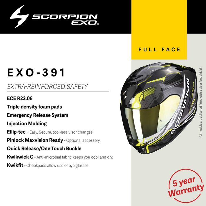 Намаление Мото Каска SCORPION EXO-391 Clutter Black Fluo