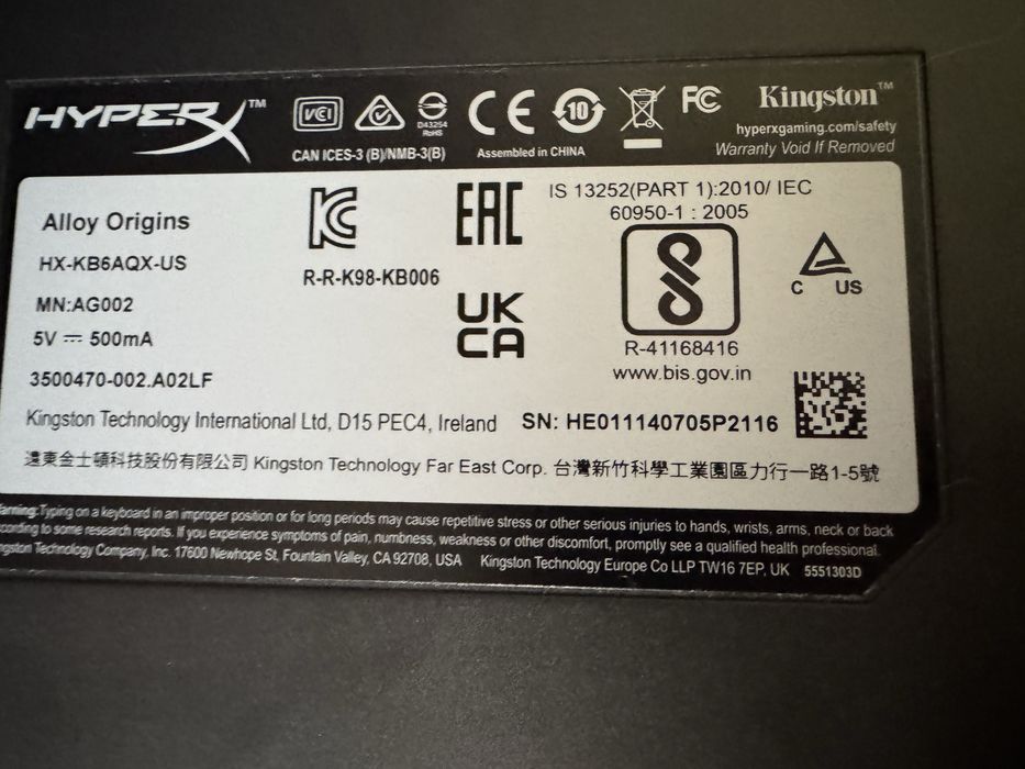 Tastatura HyperX Alloy Origins switch HX Aqua