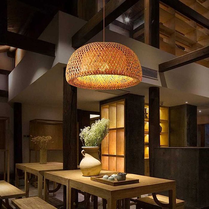 Винтидж ретро Естествен бамбуков ратан Плетен полилей Намален