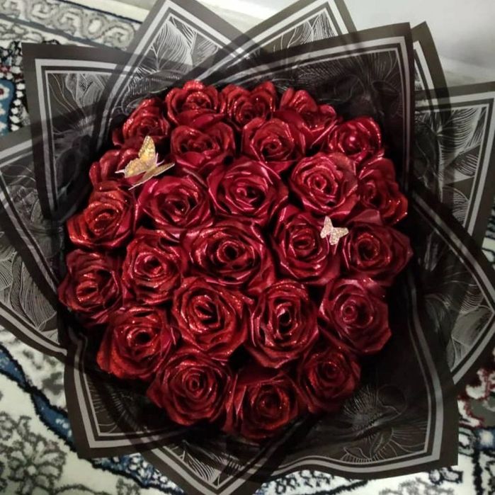 Розы из атласных ленты ручная работа