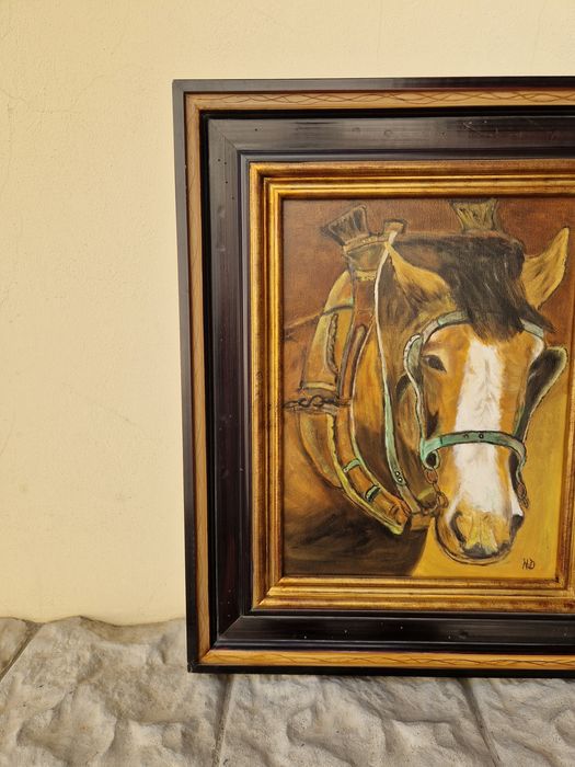 Прекрасна антикварна авторска картина масло върху платно