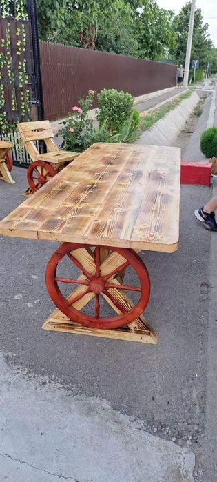 masă rustică din lemn masiv – lucrată manual | la comandă