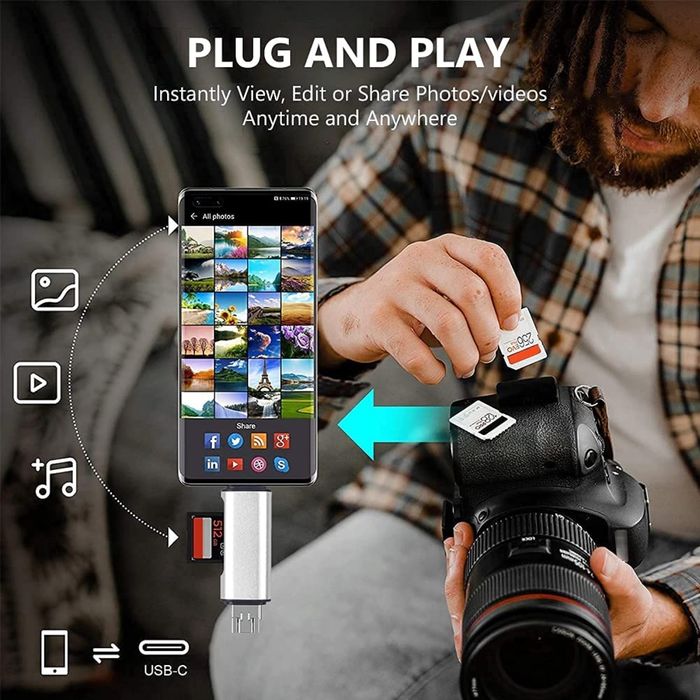 OTG USB-кабель-адаптер Lightning Type-C камера / Доставка 24/7