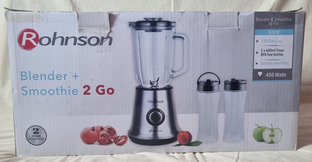Blender + Smoothie 2 Go Rohnson R539, 450W, cana sticla 1L,