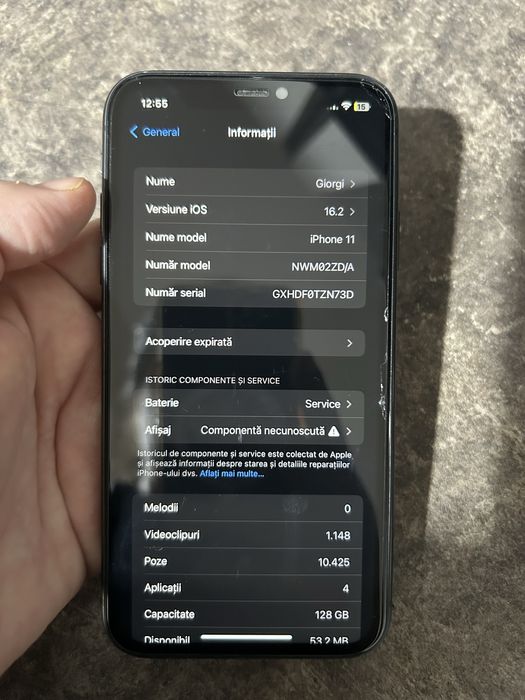 Vând iPhone 11 – 128 GB, în stare foarte bună de funcționare.