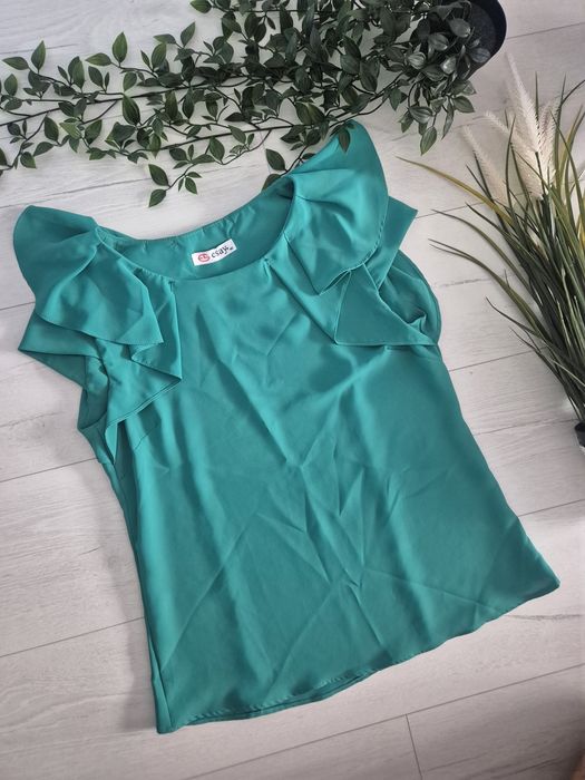 Bluza verde, eleganta, maneci volane, mar M