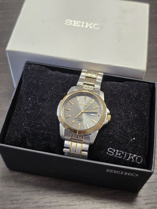 Seiko SNE098 Solar – ceas bărbătesc elegant, calitate japoneză, set complet