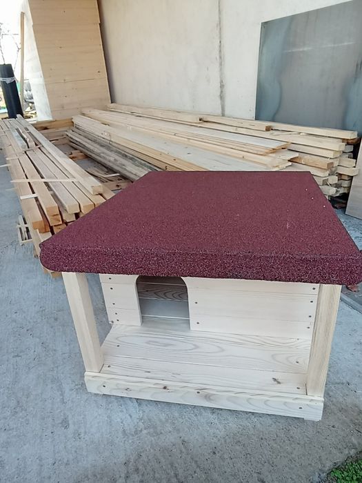 Голяма дървена къща за котки с веранда , къща колиба за коте куче