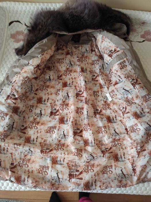 Дамско зимно яке с яка от естествена кожа