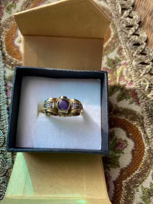 Superb inel din aur, stil Art Deco, 14 kt, ametist, Germania