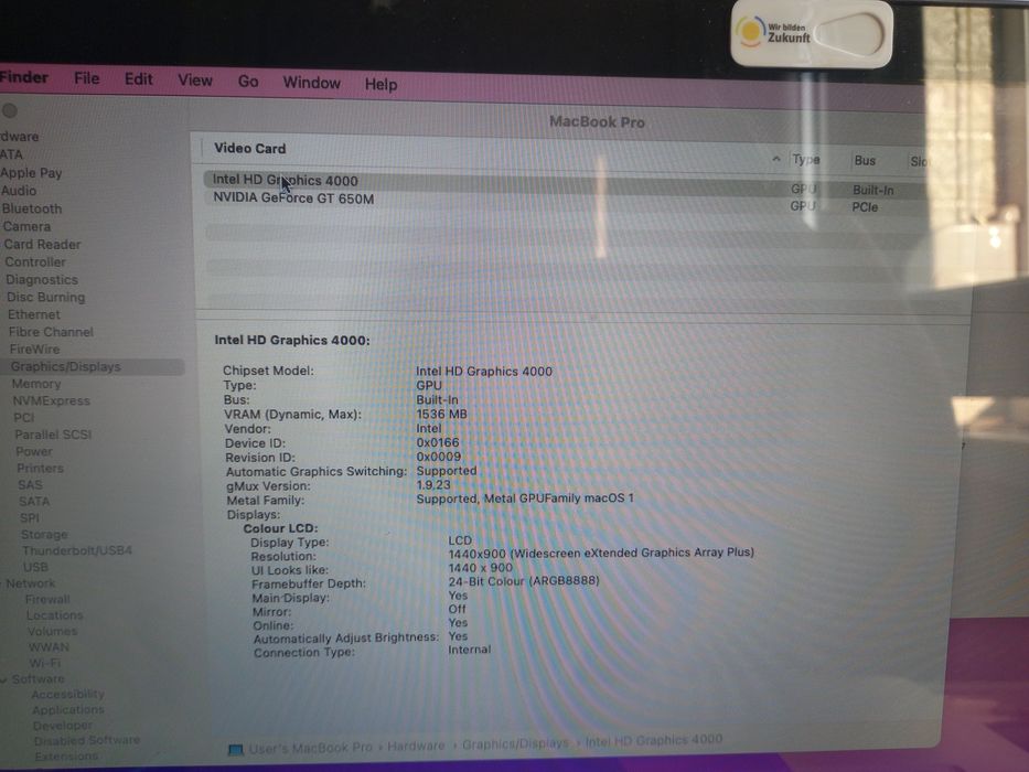 Лаптоп Apple MacBook PRO 15 A1286 i7 2.3  2012 GT650