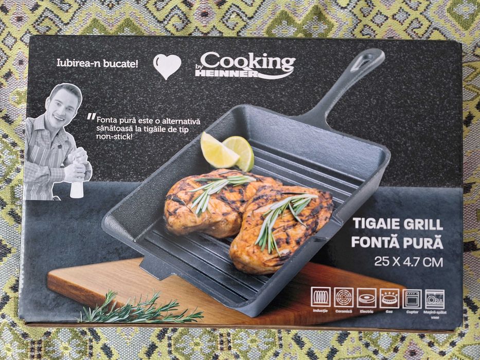 Tigaie grill Cooking by Heinner, fonta pura - inductie, noua