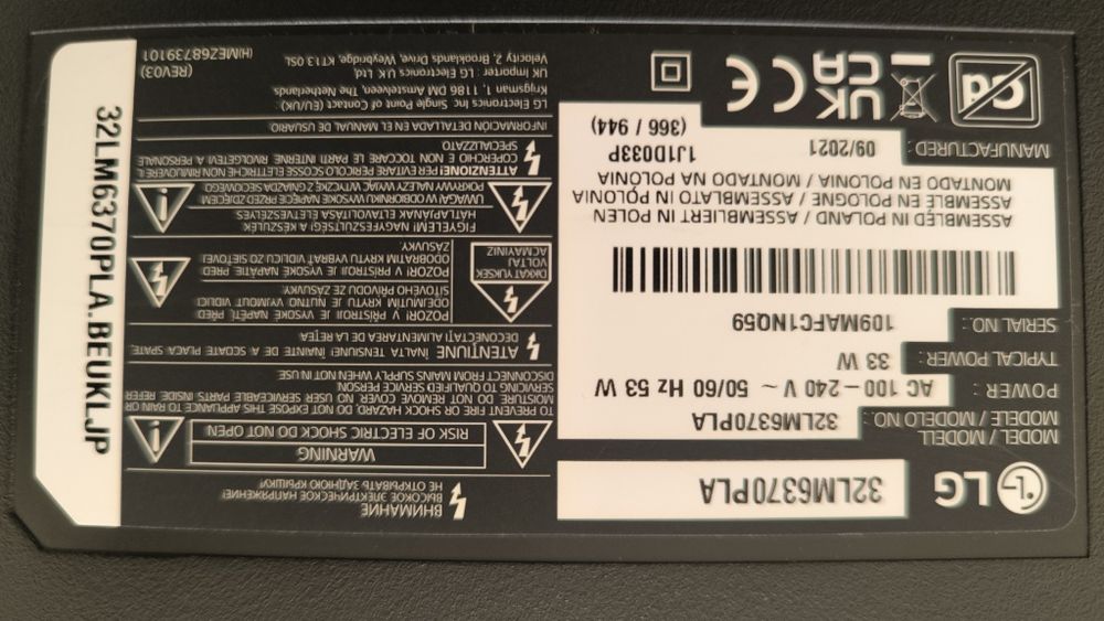 Televizor LG 32LM6370PLA, 80 cm, Smart, Full HD, LED, Clasa G