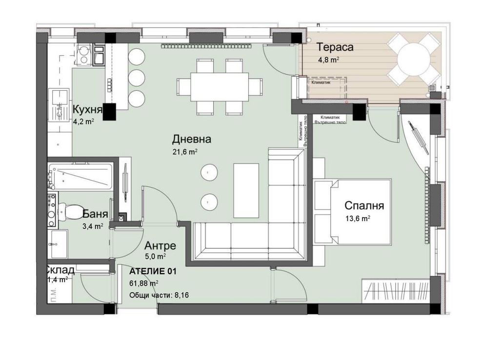 Продава се Двустаен апартамент в София, Красно село - 70 кв.м за 2828 €/кв.м - Снимка #8