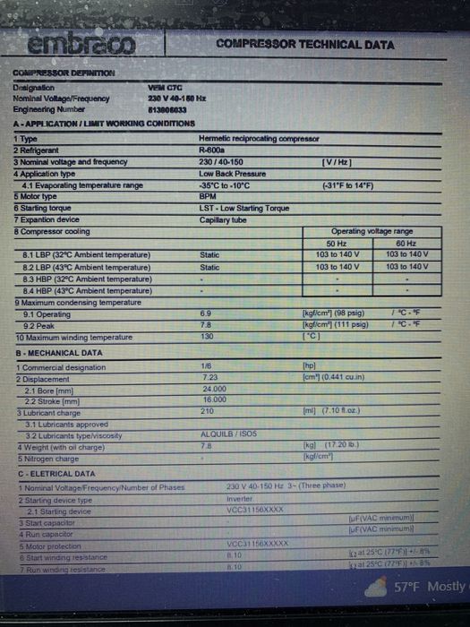 Compresor vemc7c motor vitrina frigider side by side inverter nou
