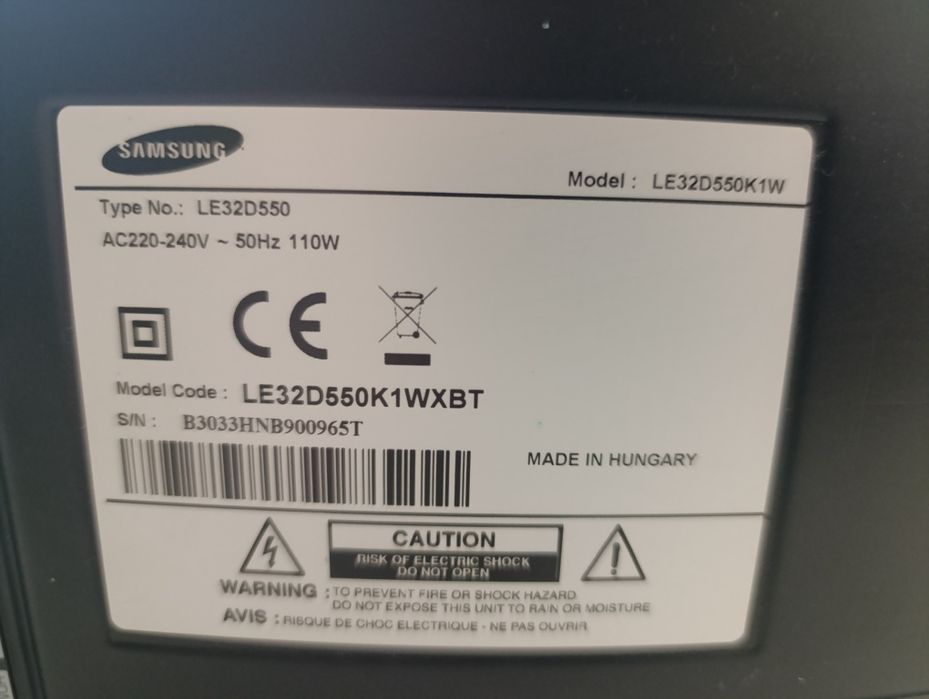 TV LCD Samsung 32"(80 cm) 81.2 cm,LE32D550