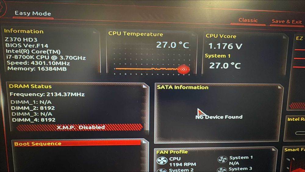 Kit Intel i7-8700k 3.7GHz + Gigabyte Z370-HD3 + 16GB DDR4