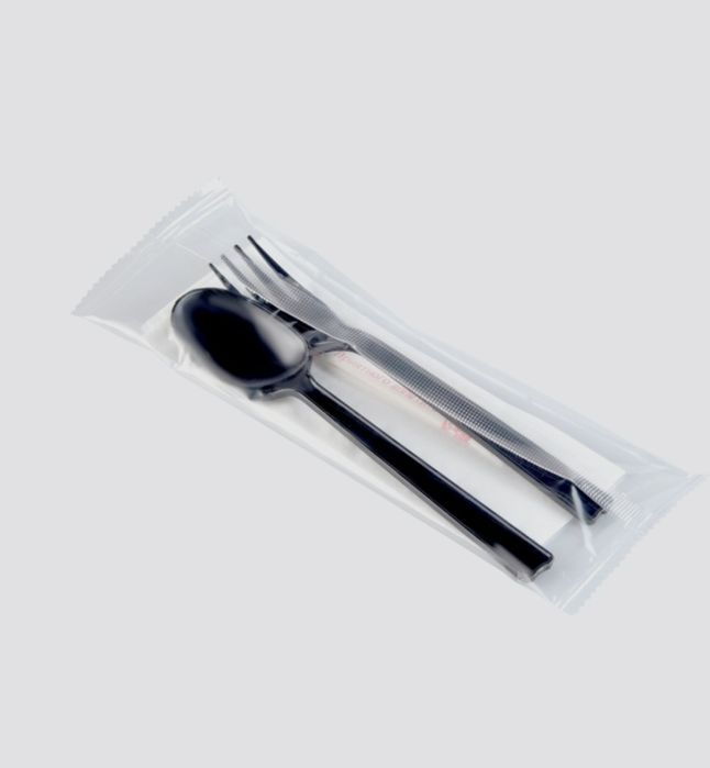 Комплект1 - [Вилка, Ложка, Сухая Салфетка,  Зубочистка)