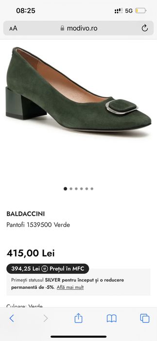 Pantofi dama BALDACCINI, piele intoarsa, noi, culoare verde
