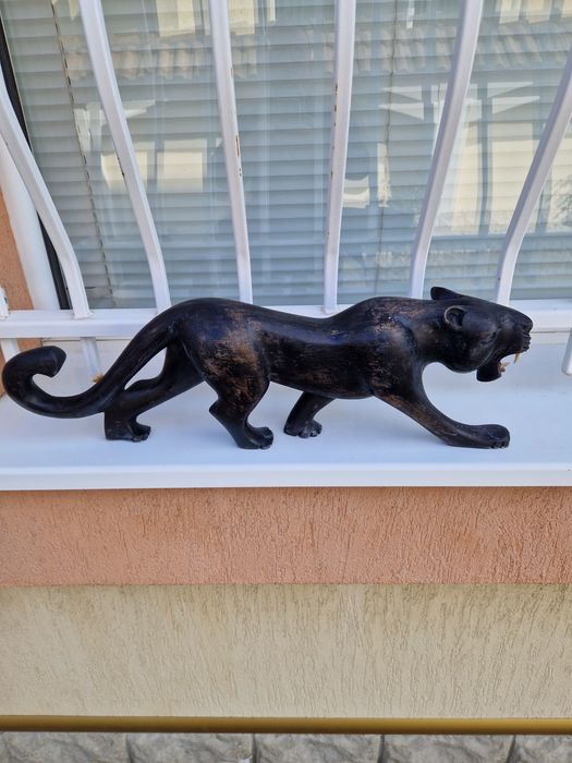 Прекрасна огромна антикварна дървена фигура статуетка