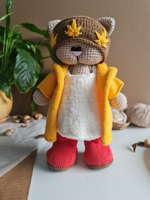 Амигуруми плетени играчки коте/зайче