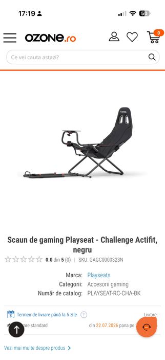 Scaun gaming play Cockpit Playseat Challenge echipat cu volan si pedale  compatibil cu X box,playstation