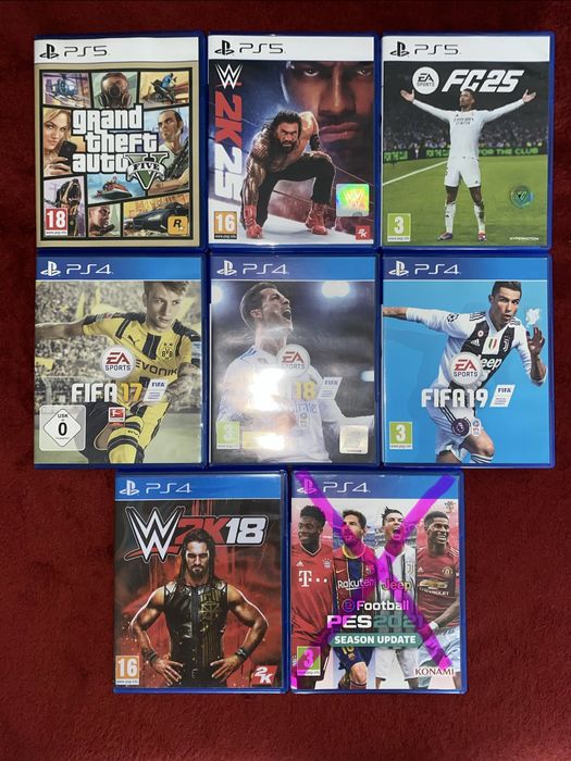Игри за PlayStation 4 и Playstation 5 (WWE, FIFA, GTA, PES)
