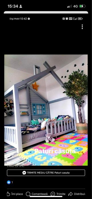 Pat casuta montessori pentru copii