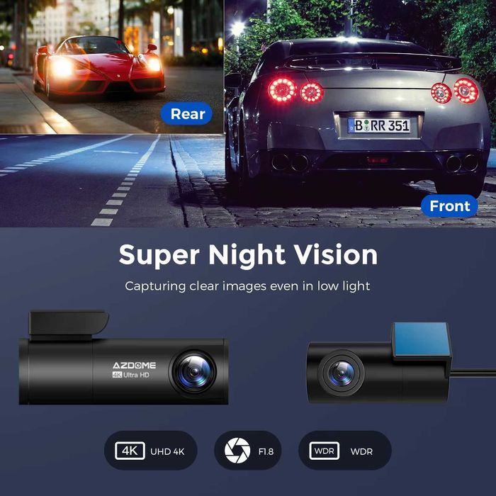 Camera Auto Bord GPS Wifi AZDOME M300S 4K + Camera Marsarier Card 64Gb