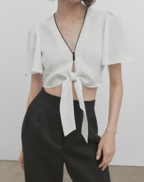 Ленен топ Massimo Dutti