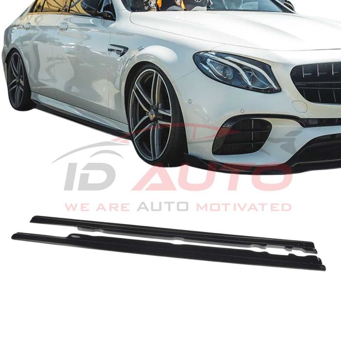 Добавки за прагове за Mercedes E-Class W213 (2016+) – Side Skirts черен гланц, мерцедес
