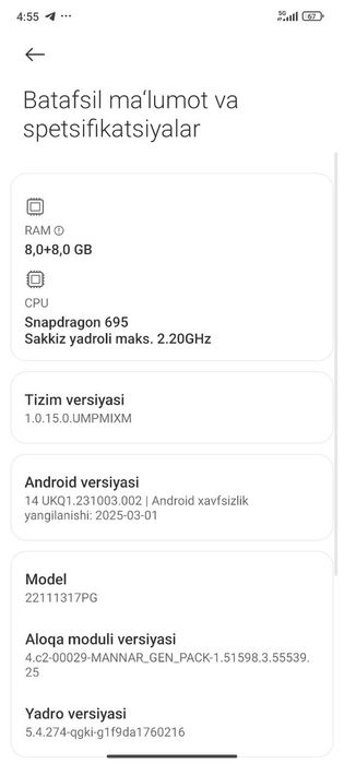 Poco x5 5g ishlashi udar 8+8 256 tel