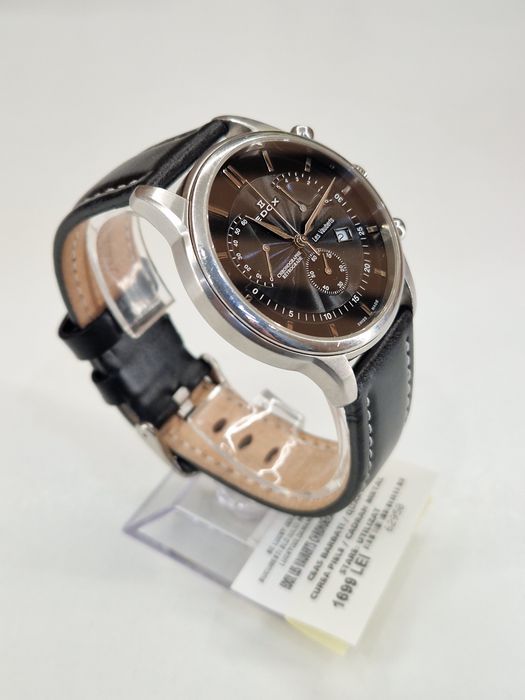 Ceas Edox Les Vauberts Chronographe Retrograde 01501 Quartz Curea Piele Garantie!#62950
