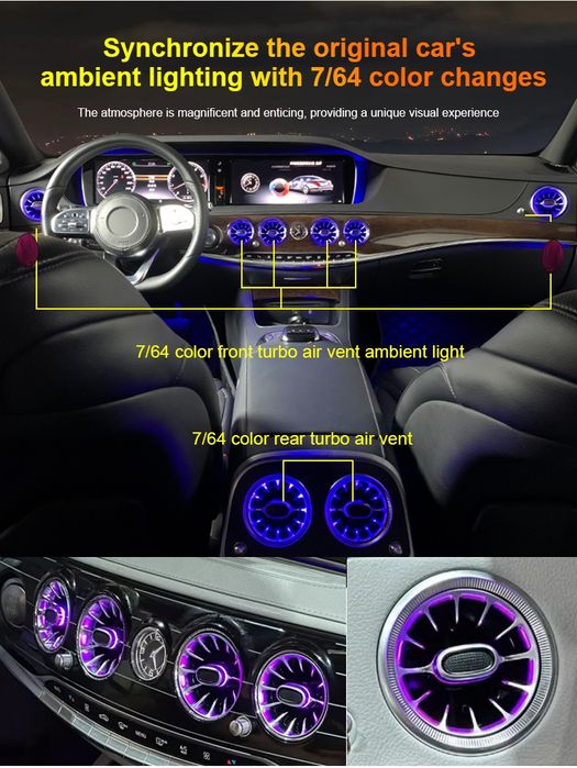 Set grile ventilatie fata/spate Mercedes S Class W222 7 culori