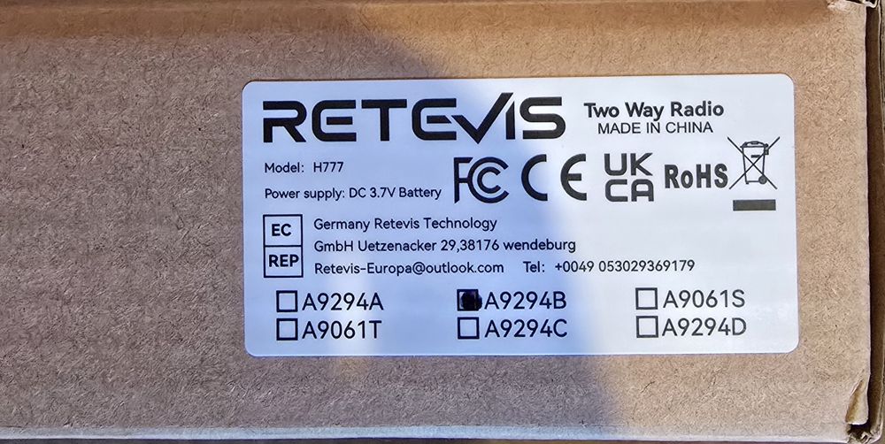 Satatie Retevis Model H777