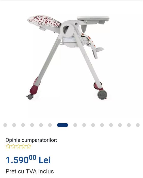 Scaun de masa Chicco Polly Progres 5 in 1, Cherry, 0 luni+