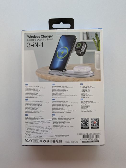 Incarcator wireless 3in1, 15W, Compatibil cu Apple, Negru
