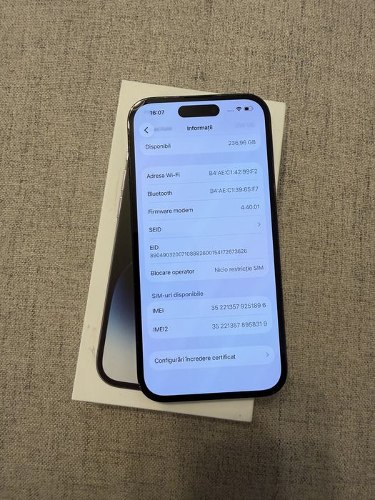 iphone 14 pro 256gb space black impecabil