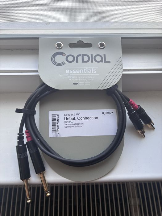 Cordial CFU 0.9 PC аудио кабел 2x RCA – 2x 6.3mm Jack, 0.9 м